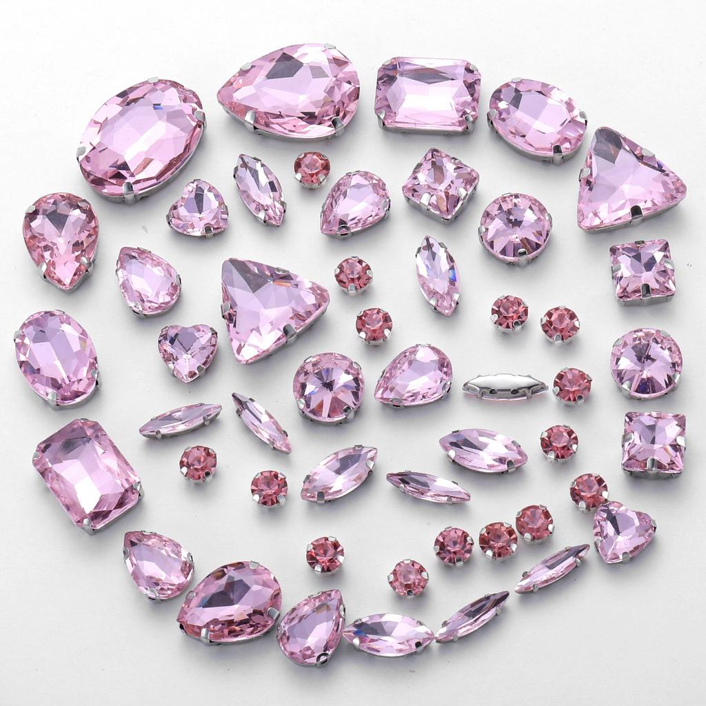 Mixed 50 Rhinestones Single Claw Glass Hand Sewing Drill Claw Drill DIY Wedding Decoration Clothing Crystal Buckle Rhinestone Sew on Beads