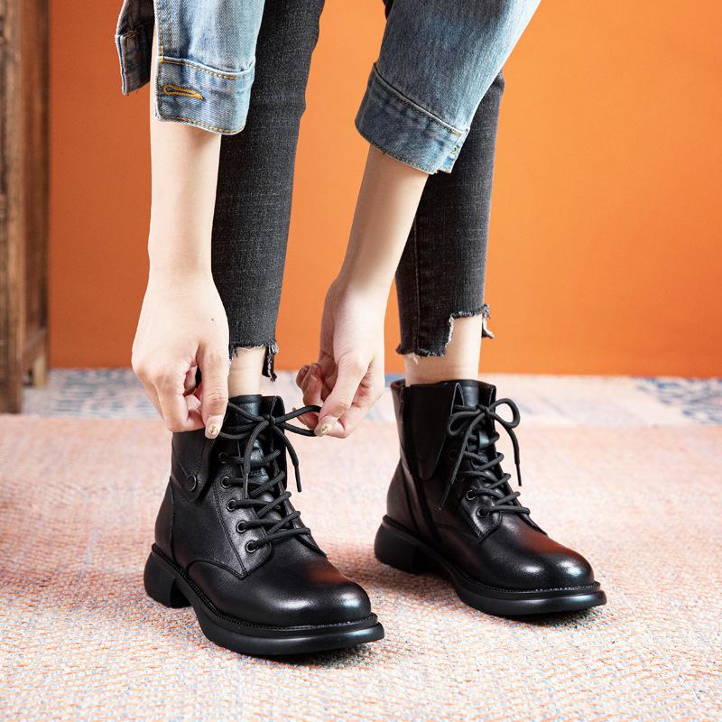 First Layer Cowhide Martin Boots Women's 2025 Autumn and Winter New Leather Casual Retro Cowhide Short Boots Women's Shoes