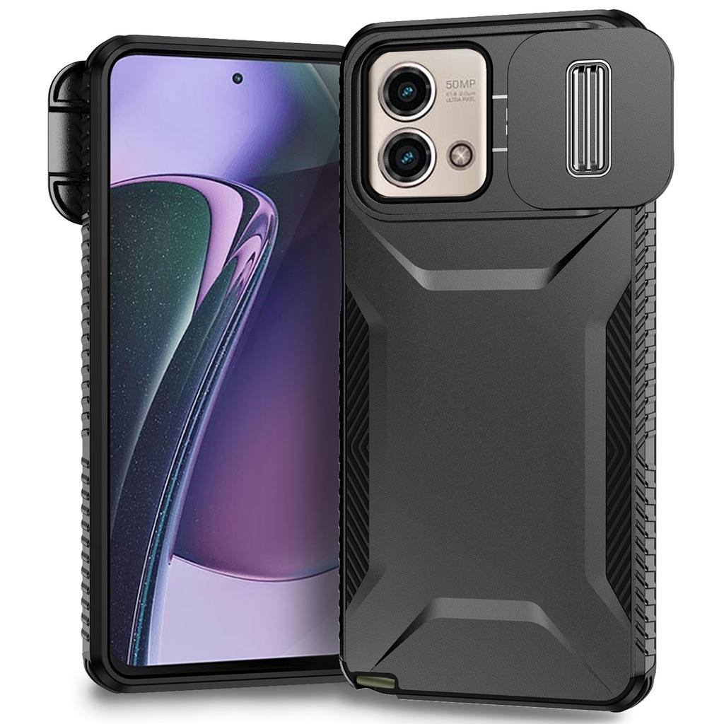 For Motorola Moto G Stylus 5G (2023) Case with Slide Camera Cover TPU+PC Phone Back Shell