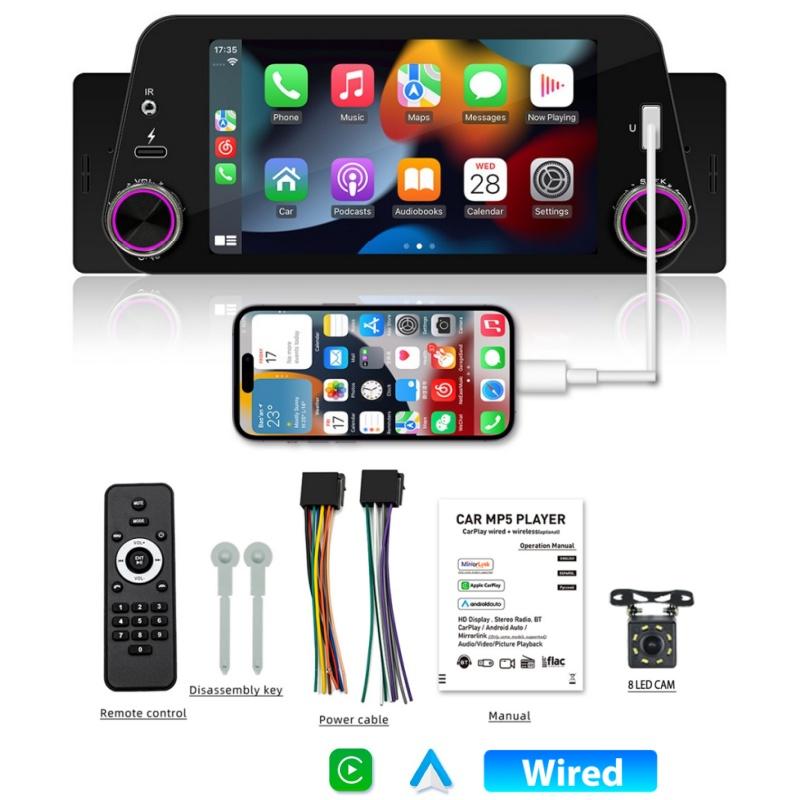 

1Din автомобильный радиоприемник мультимедийный плеер Carplay и Android автоматический дисплей навигации Mirrorlink 5-дюймовый сенсорный экран реверсивный вход поддерживается