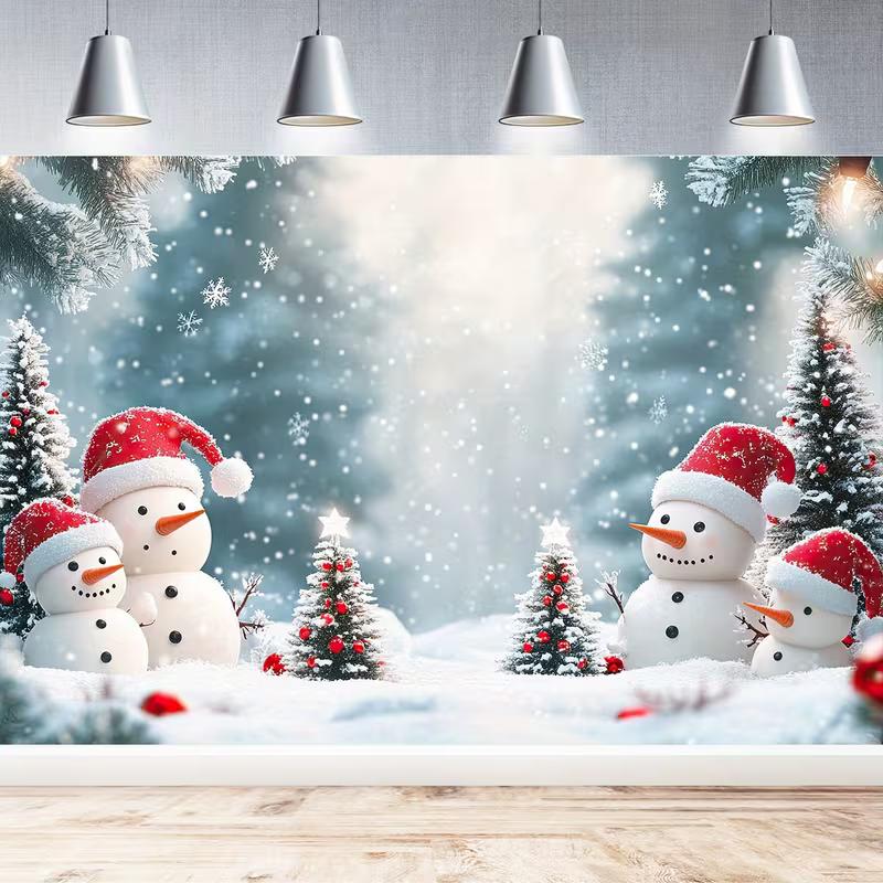 2D Christmas Snowman Backdrop Winter Wonderland Studio Photography Background