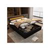 Lit rembourré - MUVOE - 140 x 190 - Simili cuir - Rangement sous sommier - Éclairage LED