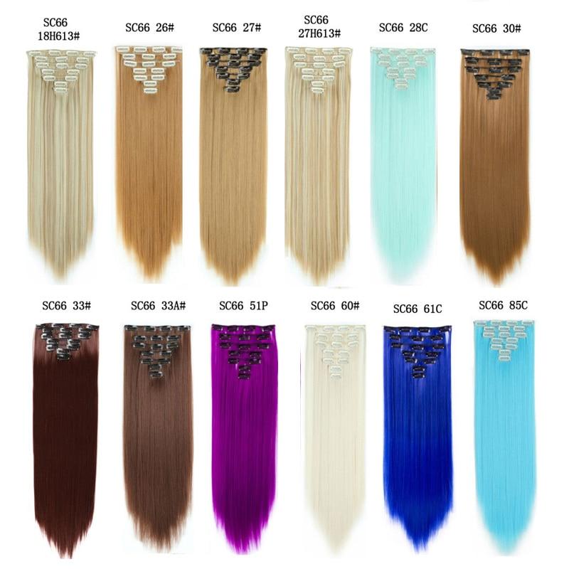 MISSQUEEN Long Straight Clip In Hair Extensions Synthetic Hair Synthetic Clips In Hair Extensions Heat Resistant 7Pcs/set 16Clips