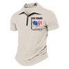 Men’s Short Sleeve Zipper Polo Shirt 250 Years Printed Lapel Collar Top Casual Lightweight Comfortable Fit Tee