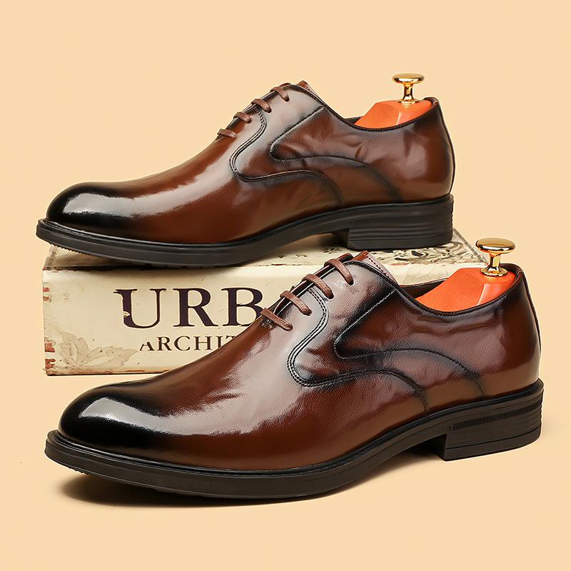 Ručně šité pánské kožené boty z čisté kůže, pánské ležérní kožené boty z pravé kůže, pánské ležérní kožené boty v britském stylu s kulatou špičkou, pánské boty s měkkou podrážkou, forma