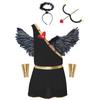 Mens Cupid Costume Set Romper Jumpsuit Detachable Sleeves Feather Angel Wings Headwear M Shaped Bow Heart Arrow