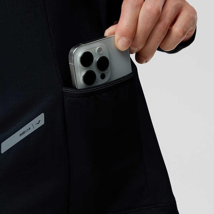 SAUCONY Logo Moisture-Wicking Breathable Running Knit Crew Neck Long Sleeve T-Shirt Men Tops Black SC2249047B-PR112