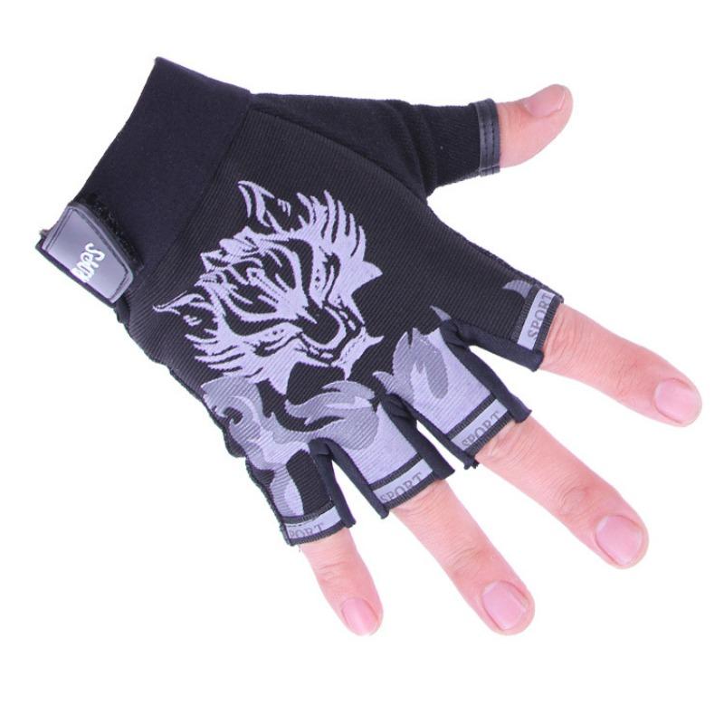 

Мужские и женские фитнес-перчатки без пальцев, модные, с волчьей головой, тонкие, для езды на велосипеде, для занятий на открытом воздухе, для альпинизма average code