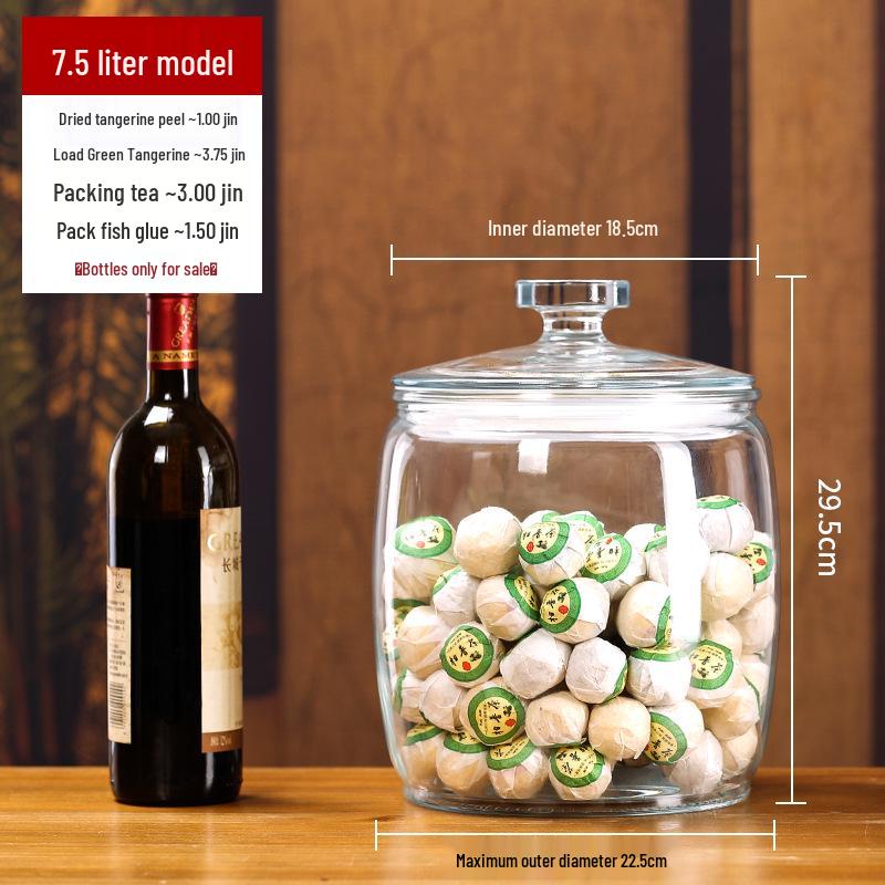 Large Glass Food-Grade Storage Jar for Dried Tangerine Peel and Tea Sealed for Freshness