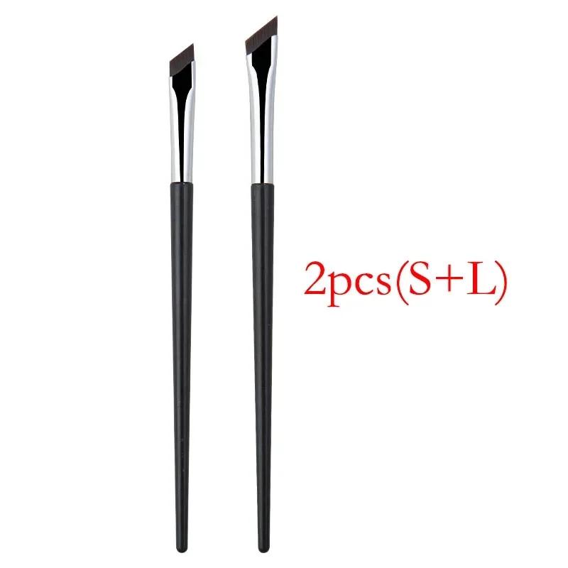 2pcs Angled Blade Eyeliner Brush Ultra Thin Fine Eyebrow Brush Flat Sickle Eyeliner Brushes Thin Angled Eyeliner Makeup Tools