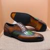 Luxury Mens Brogue Oxford Shoes Genuine Leather Lace Up Wedding Party Office Formal Shoes Handmade Wing Tip Mens Dress Shoes