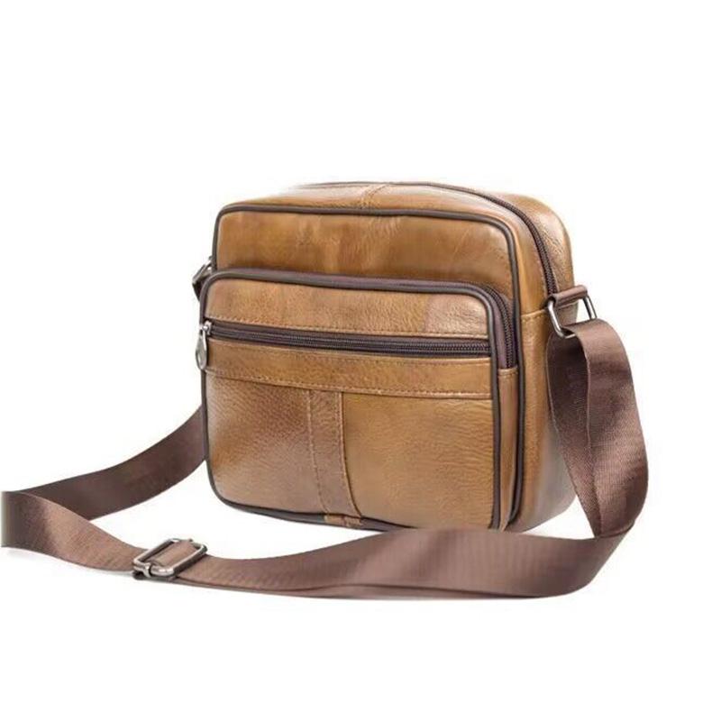 Retro Genuine Leather Men's Shoulder Bags Husband Small Crossbody Messenger Bag Leather Man Zipper Designer Party Bags Gift