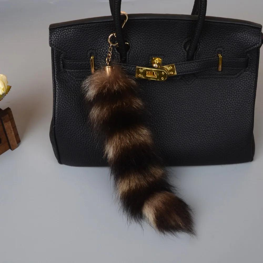 Fashion 40cm Fox Tail Keychain COS Performance Props Beautiful Tassel Key Rings Chain