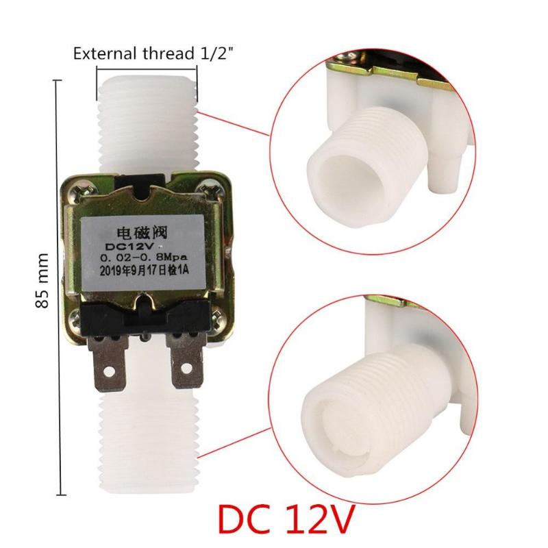 שסתום סולנואיד עם הברגה זכר 1/2 אינץ', 220V AC / 12V DC, שסתום בקרה מגנטי למים, מתג בקר לחץ פנאומטי, מפצל, סגור בדרך כלל