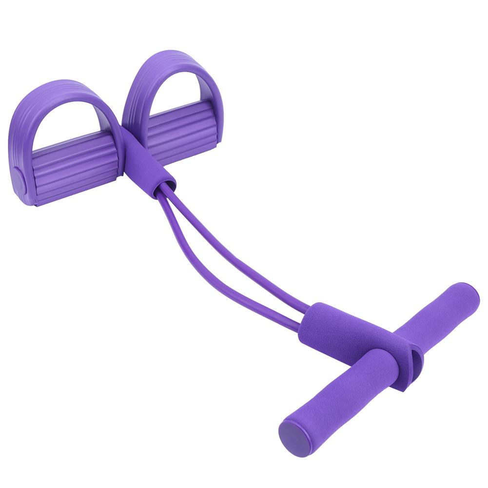 2 Tube Foot Pedal Pull Rope Elastic Leg Puller SitUp Abdominal Fitness Training Equipment(Purple )
