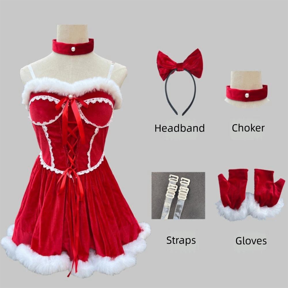 Gold Velvet Christmas Dress Santa Claus Santa Hat Cosplay Christmas Outfit Hooded Christmas Perform Costume Fancy Party Dress