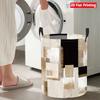 Collapsible Laundry Basket Large Round Waterproof Fabric Hamper Dirty Clothes Storage Bin Toy Organizer with Handles