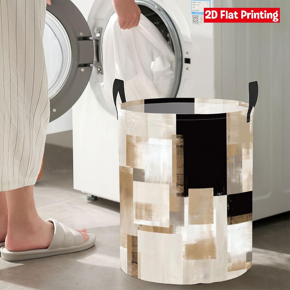 Collapsible Laundry Basket Large Round Waterproof Fabric Hamper Dirty Clothes Storage Bin Toy Organizer with Handles
