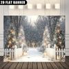2D flat banner 1 piece winter Christmas flag 70.8x90.5 inches flashing scene of pine trees in a snow forestzyc