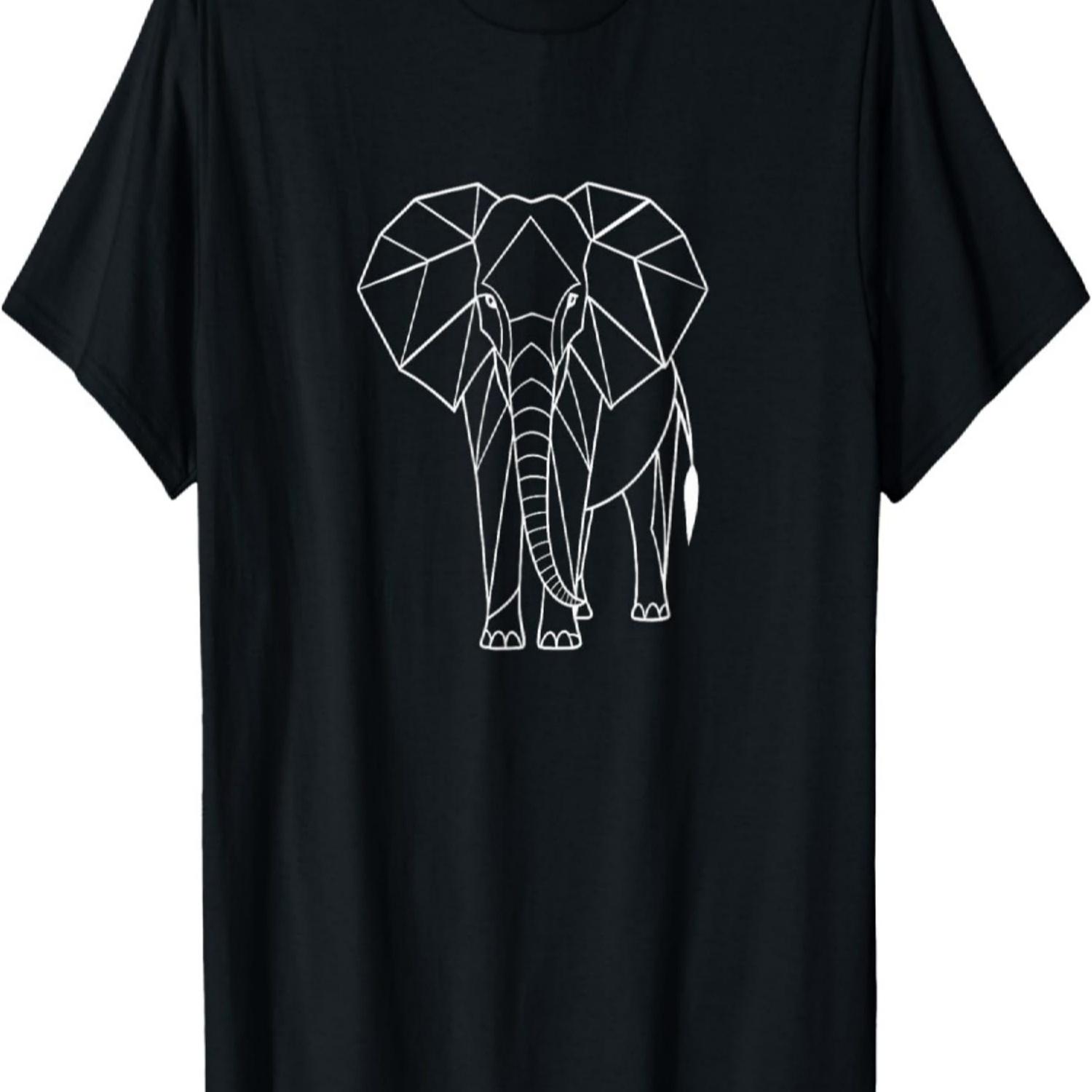 Elephant T-Shirt, Geometric Elephant Hoodie Cushion Elephant T-Shirt S чёрный
