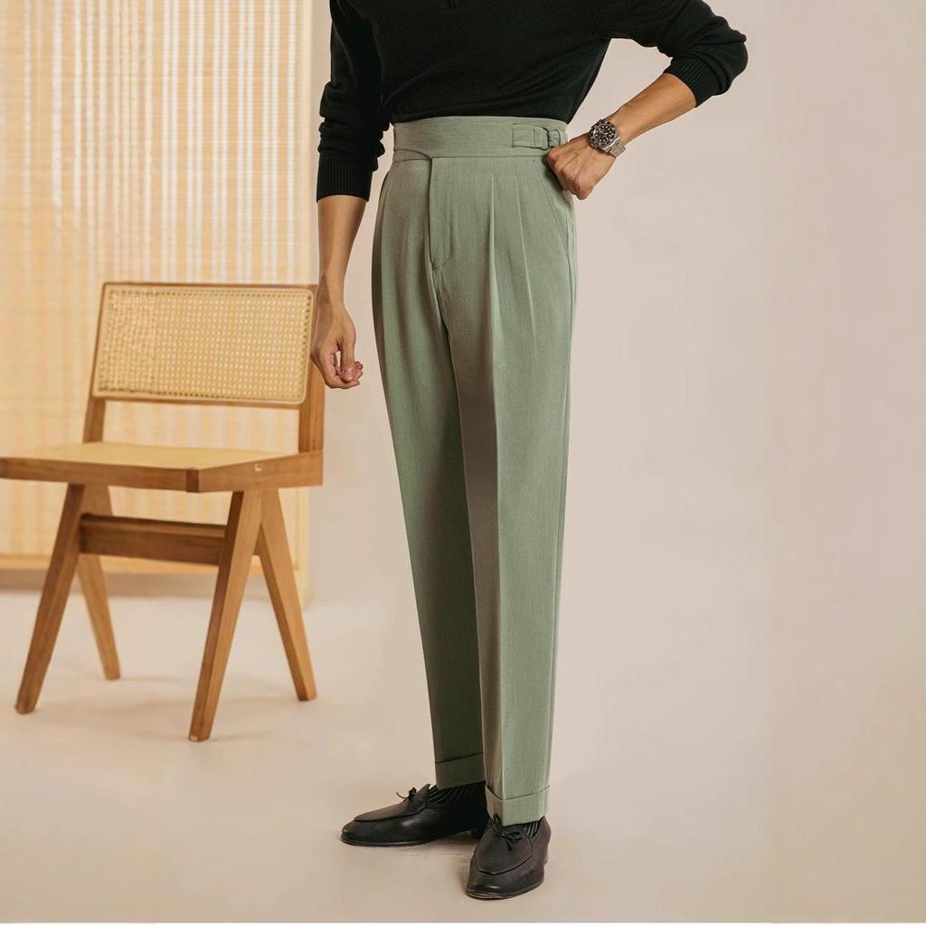 034 Autumn/Winter Gurkha Men's Mid-High Waist Casual Dress Pants