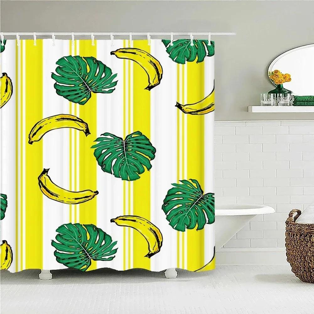 Tropical Fresh Fruit Shower Curtain Bathroom Waterproof Polyester Lemon Pineapple 3D Printing Curtains For Bathroom Shower