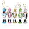 1/5Pcs Holiday Small Hanging Decoration 13CM Colorful Glitter Nutcracker Soldier Puppets Christmas Wooden Ornaments