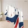 Women Plus Size Round Neck Long Sleeve Red Blue White Printed High Low Top Wide Leg Pants Two Piece Set