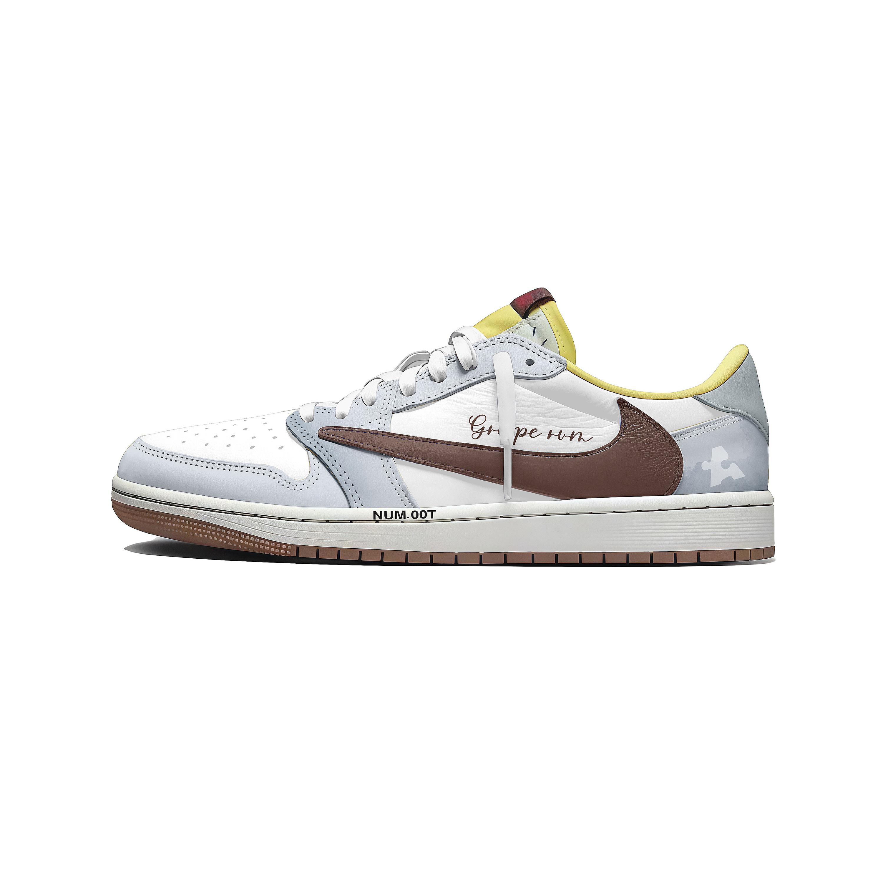 

Travis Scott x Jordan Air Jordan 1 Low top Vintage Basketball Shoes Unisex Gray White DZ4137-700(Team1282-) 43