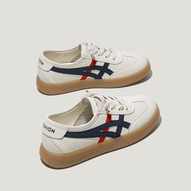 

Hollow and breathable little white shoes women s platform soft leather board shoes lazy 2025 summer new one-pedal sports and leisure shoes 35
