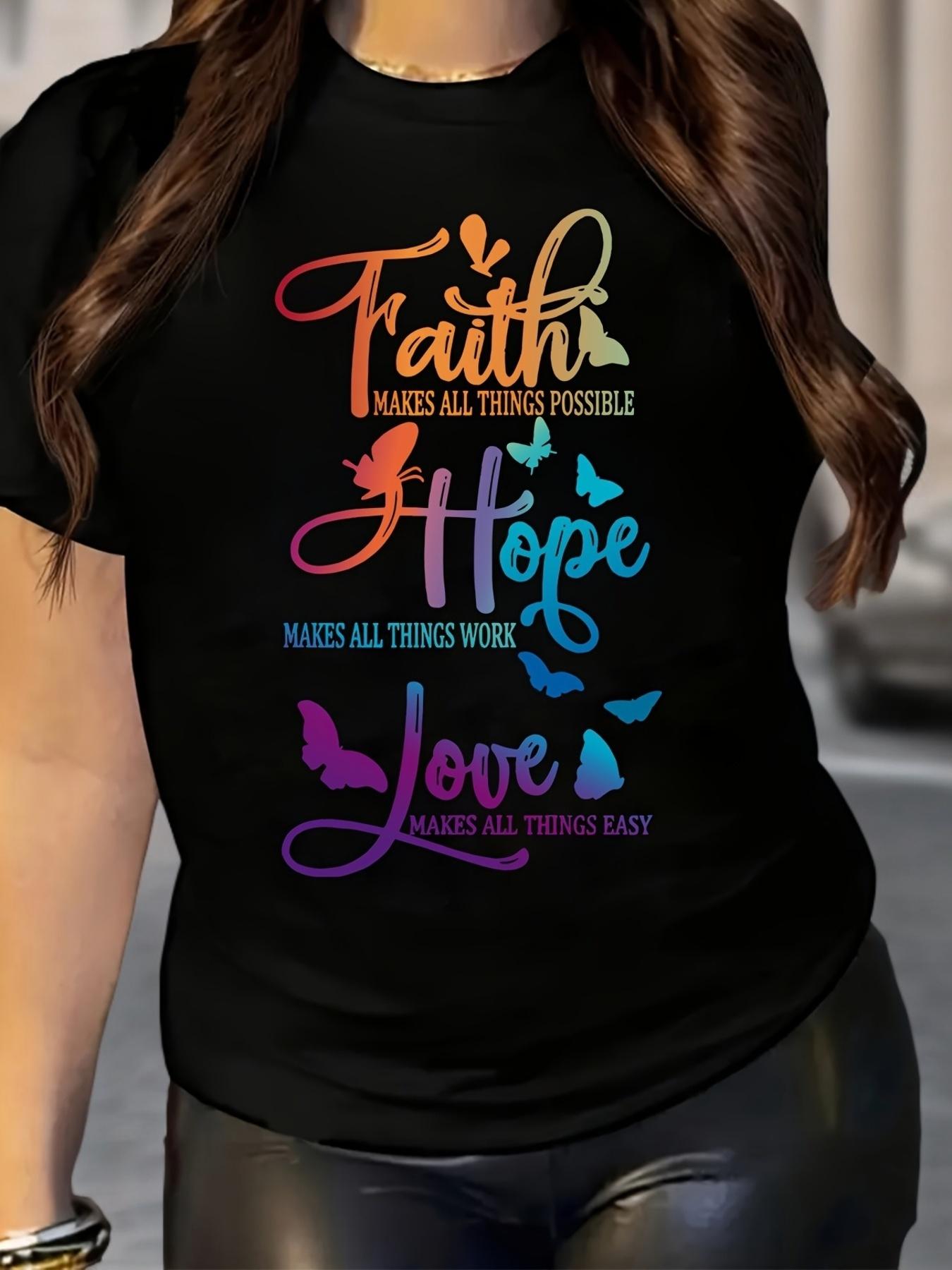 Faith Hope Love Butterflies Graphic T-shirt XXXXL