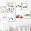 Alphabet Taxi Fire Truck Bus Wall Art Posters Prints Picture Nordic Kids Room Cartoon Cars Canvas Painting Nursery Bedroom Decor