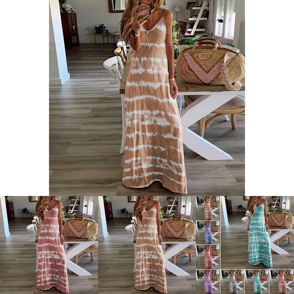 Women Summer Casual Long Maxi Dress With Fashionable Print For Beach Outings
