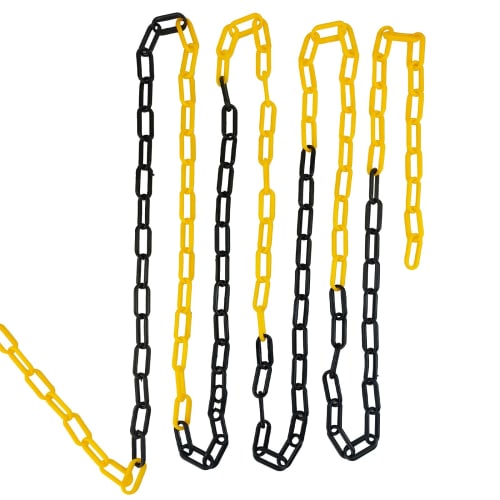 AeKeatDa Black and Yellow 25m Long, 6mm Diameter Plastic Chain for Chain Stands, Parking Lot Entrance Prohibition