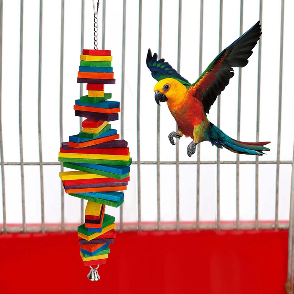 Bunte hölzerne Vogel-Hängeschaukel, Papagei, beißendes Kauspielzeug, Zubehör, zufällige Farbe