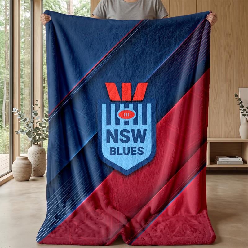 NSW Blues Flannel Fleece Blanket Cozy Warm Throw Blanket For Couch Bed Travel All Season Use