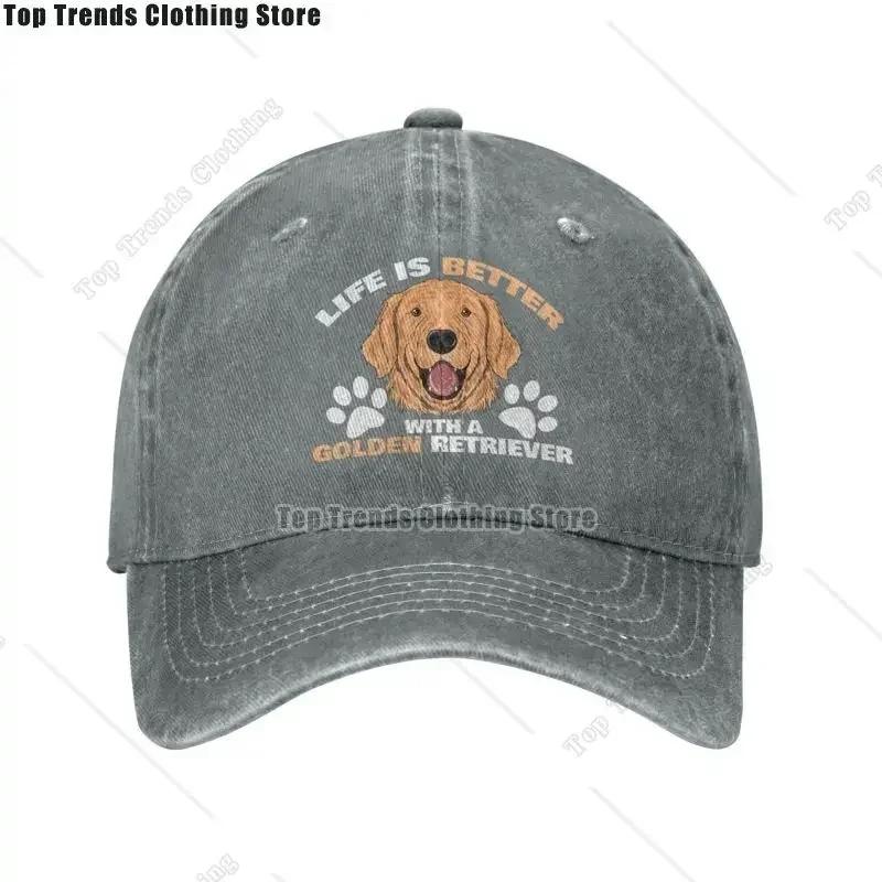 Life Is Better With A Golden Retriever Funny Gift Baseball Cap for Women Unisex Adjustable Animal Dog Dad Hat PerforUnisexce