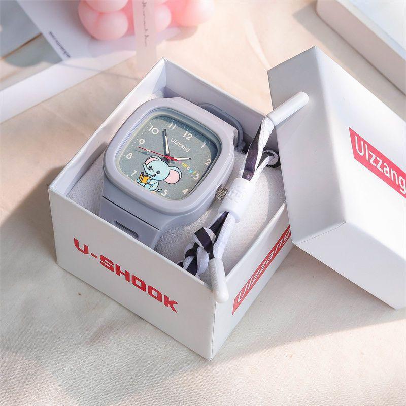 Cute Silicone Watch Trendy Luminous Sports Student Square Strap High Value Watch