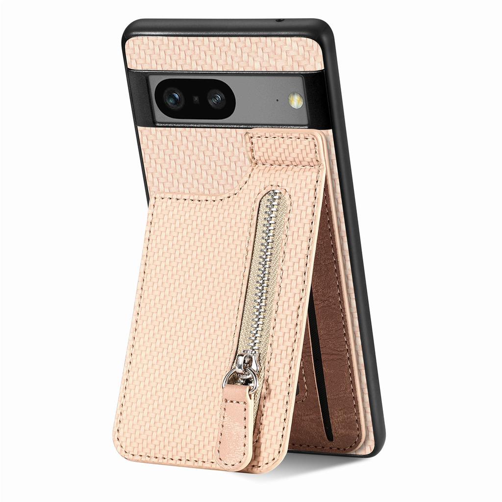 Zipper Wallet Cards Solt Case for Google Pixel 7 7 Pro 7A 6 6Pro 6A Coin Purse Carbon Fibre Pocket Cover Car Holder Magnet Funda