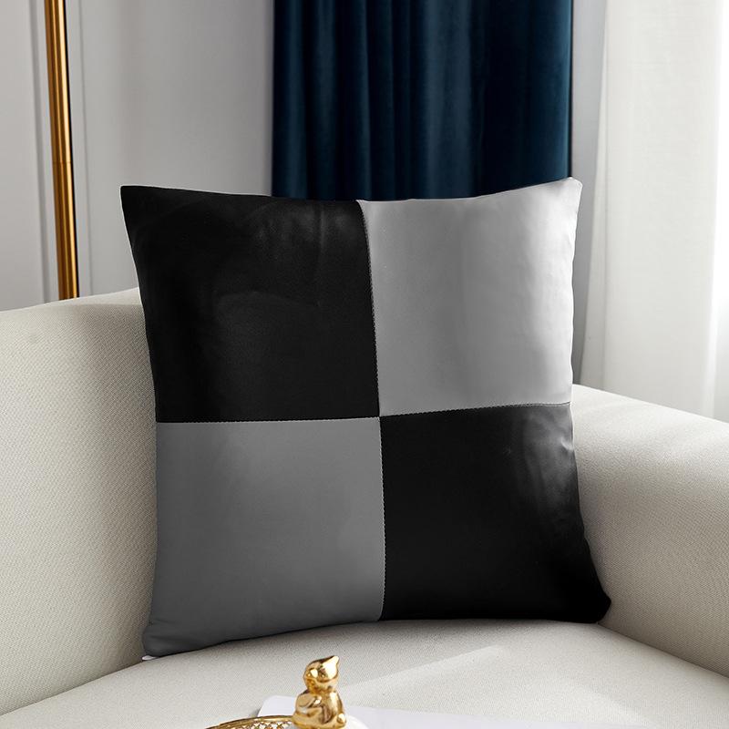 Pillow Cover 18x18 Inch Throw Faux Leather Pillow Covers, Square Modern Pillow Cases, PU Home Decorative Pillow Cushion Cover for Couch Sofa Chair Bed