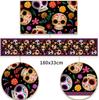 Mexican Day of The Dead Table Runner Holiday Tabletop Decor Reusable Dia De Los Muertos Sugar Skull Table Runners Party Decor
