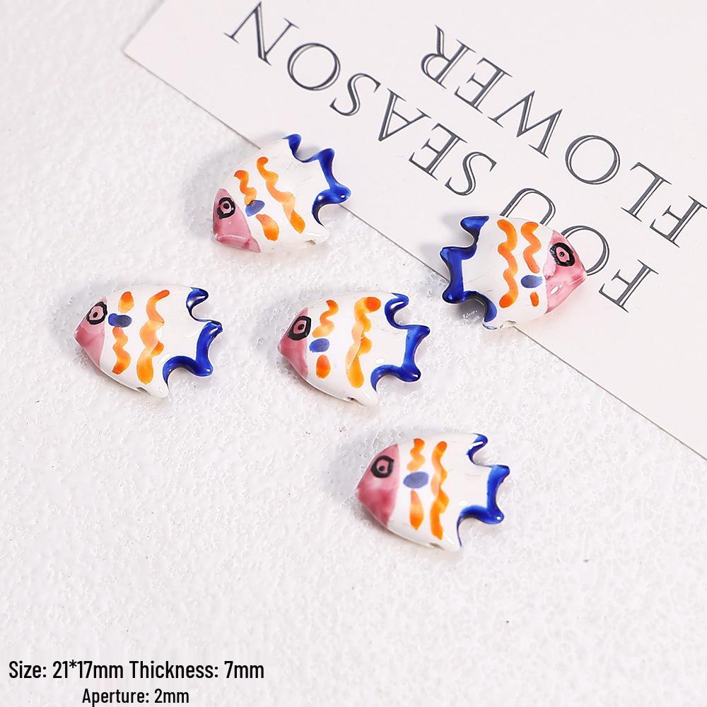 Hand-Painted Ocean Ceramic Beads: Tropical Fish, Starfish, and Seashell Shapes for DIY Jewelry