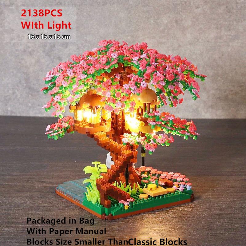 

Light Tree House Construction Blocks Garden Architecture Waterfall Diamond Blocks Diy Blocks Toys For Kid Adult Present 3320Pc