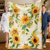 1 Piece Sunflower Yellow Flannel Blanket, Soft, Suitable for Sofa, Bed, Office, All-season Use.