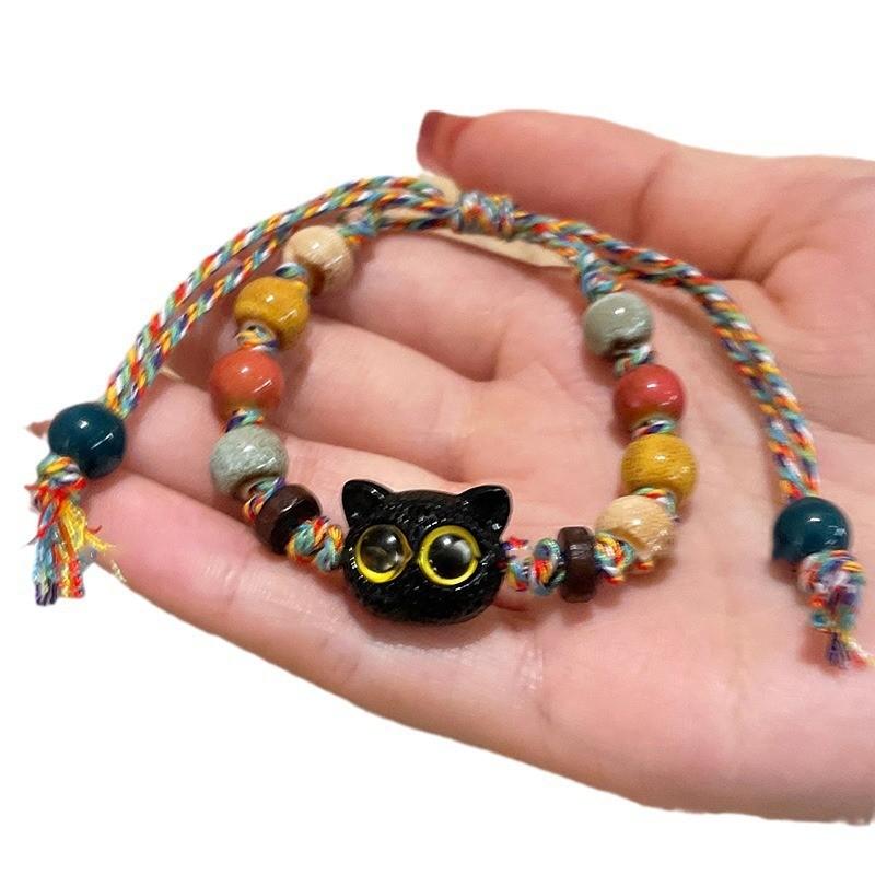 New Chinese Style Ceramic Cat Bracelet Handmade Summer Fashion Girl Wristwear For Gift