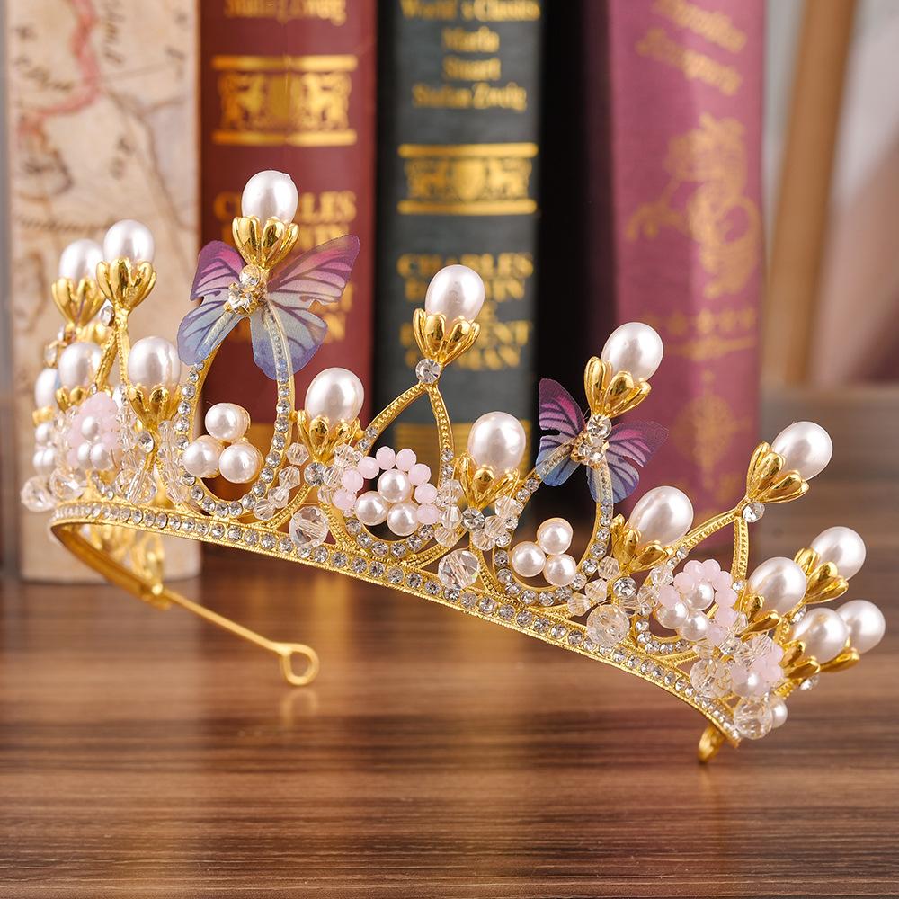 Brautlicher Barock-Hochzeitsschmuck im europäischen Stil, Schmetterlingskrone, Abendkleid, Hochzeitskleid-Accessoires