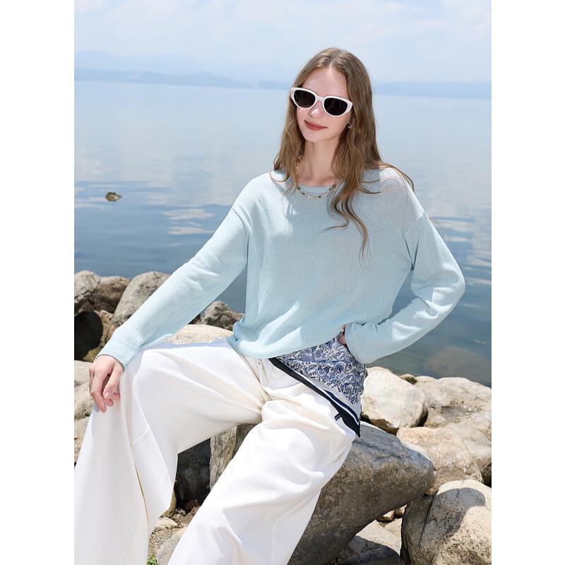 Sancai 2025 Autumn Round Neck Cutout Knit Pullover Top