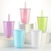 Large Capacity Double-layer Straw Cup Leakproof Milk Tea Cup Drinking Bottle  Children Adult
