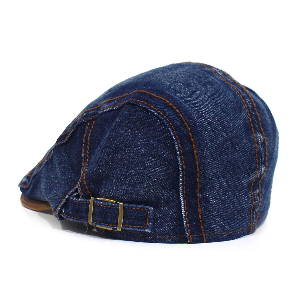 Men's and Women's Fashion Denim Hats Cotton Washed Denim Beret Retro Casual Cap Forward Hat