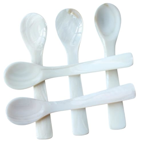 

Fiegcit 12 см Ложки-ракушки, Ложки для икры, Ложки-ракушки для перемешивания кофе, Десертные ложки, Высококлассные ложки из натуральной ракушки, Ложки для икры с круглым ковшом